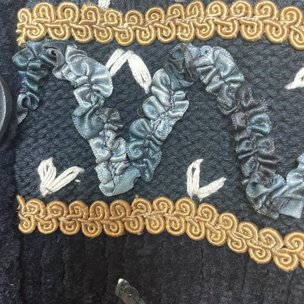 Vintage Sandy Starkman || Chenille Button Front/Ribbon Art Sweater/Jacket - Picture 8 of 17